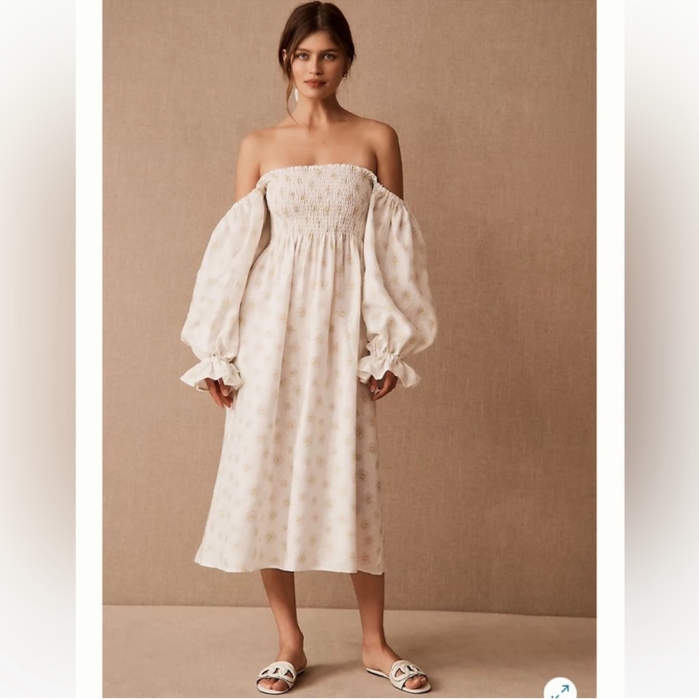 Sleeper Atlanta Linen Dress in Daisies Sz Large